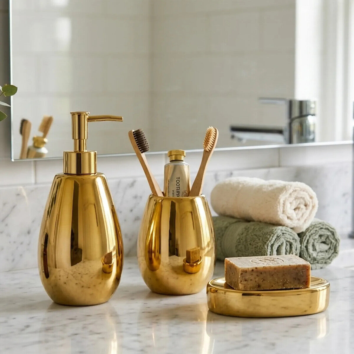 Magpie Dolomite Gold 3Pc Bathroom Set