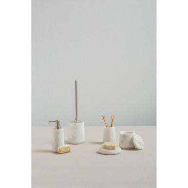 Abaska Off White Marble Cotton Jar