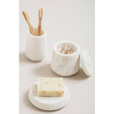 Abaska Off White Marble Cotton Jar