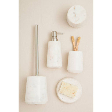 Abaska Off White Marble And Stainless Steel Toilet Brush