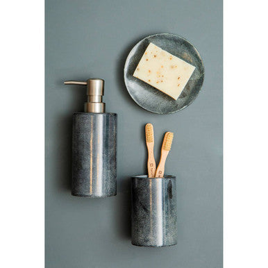 Kamal Dark Grey Marble Effect Soap Dish