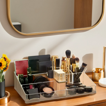 Beauty 9 Compartment Cosmetics Clear Organiser