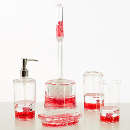 Floating Acrylic Hearts Toothbrush Holder