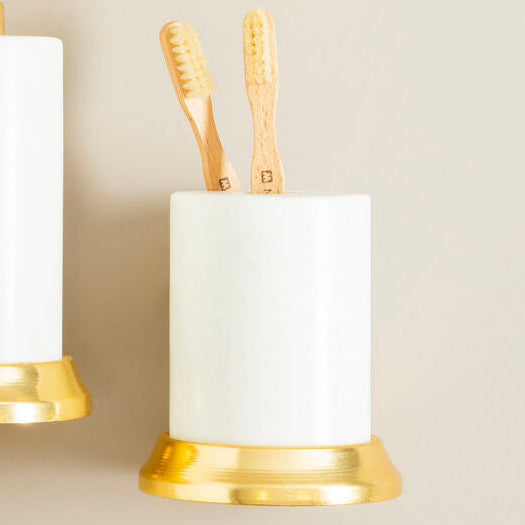 Mako White Marble Toothbrush Holder