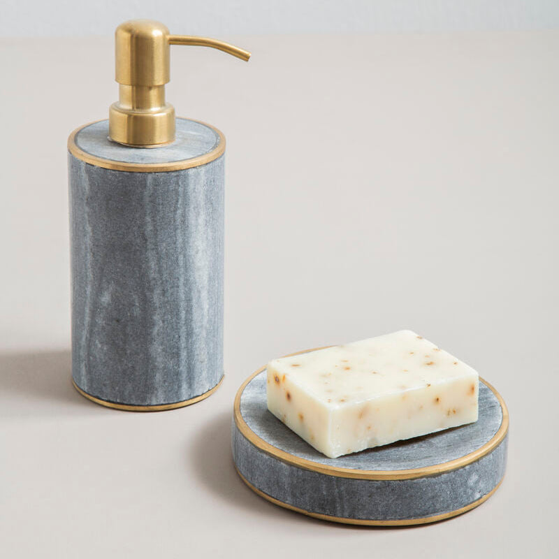 Bosco Grey Marble and Gold Soap Dish