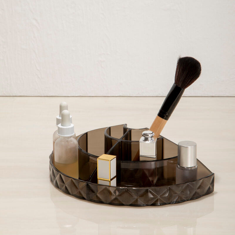 Semi Round Black Cosmetic Organiser | Beauty