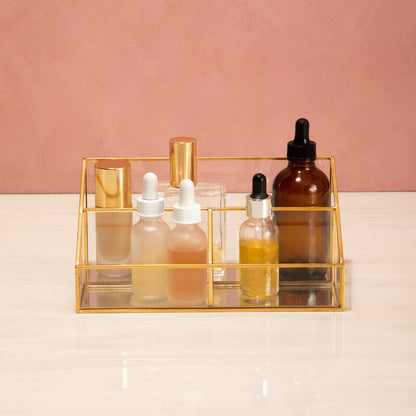 Beauty Glass Makeup Organiser With 3 Compartments