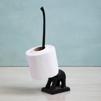 Fauna Black Finish Elephant Toiler Roll Holder
