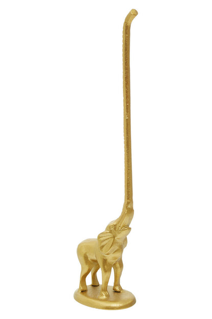 Fauna Gold Finish Elephant Toilet Roll Holder With Round Base