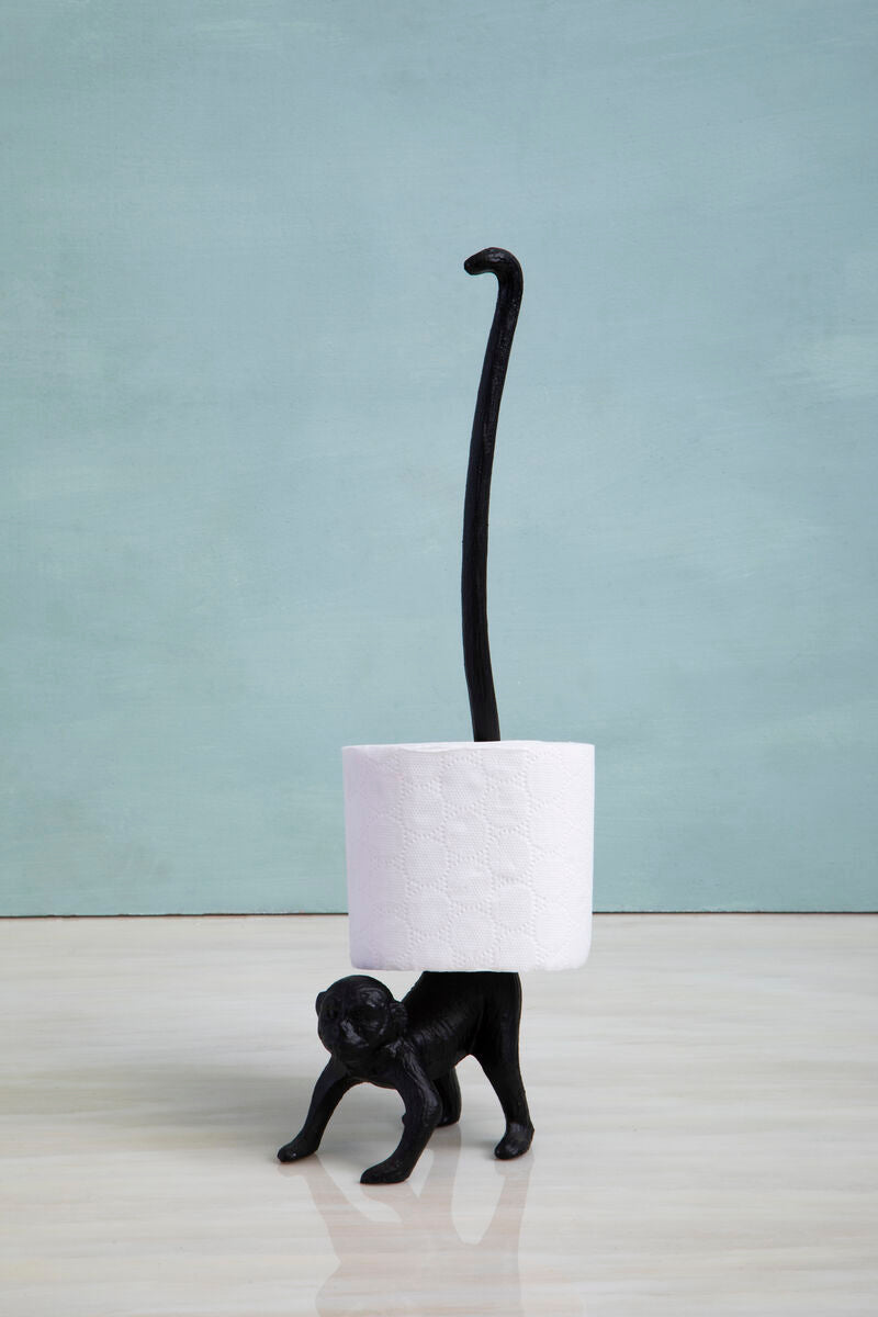 Fauna Black Finish Monkey Toilet Roll Holder