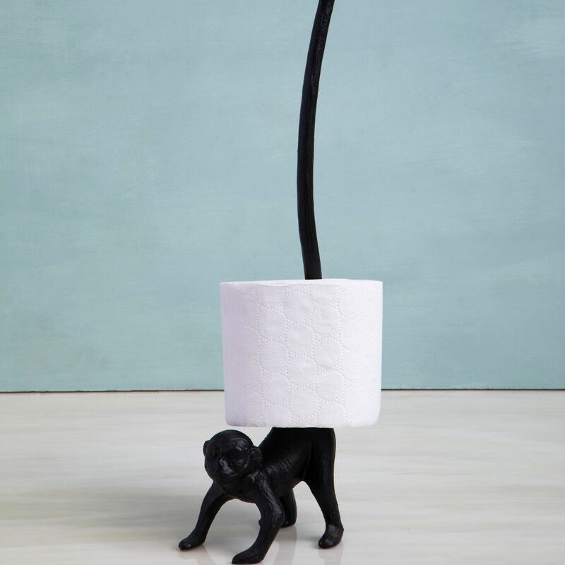 Fauna Black Finish Monkey Toilet Roll Holder