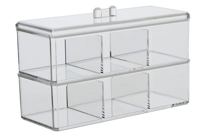 Romm Six Compartment Clear Plastic Cosmetics Organiser