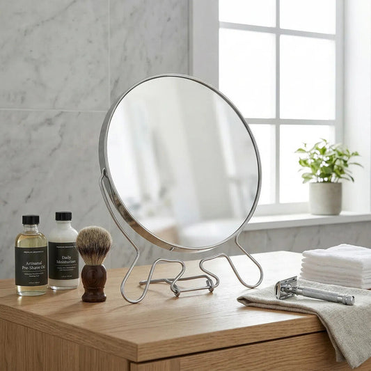 Mison Silver Effect 2 Sided Large Shaving Mirror