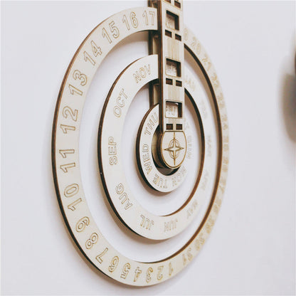 Wooden Wall Calendar Modern Simple Circular Rotating Design