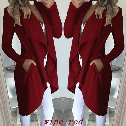 Slim Mid-Length Trench Coat With Large Lapels