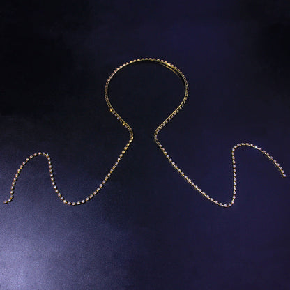 European And American Hot-selling Single-chain With Diamond Headband, Temperament And Personality, Back-hung Hairpin, Simple And Full-drilled Headwear Headwear