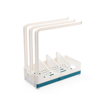 Drain Rack Sponge Storage Rack with Tray Perforation-free Vertical Wall Hanging Rag Rack for Kitchen Supplies