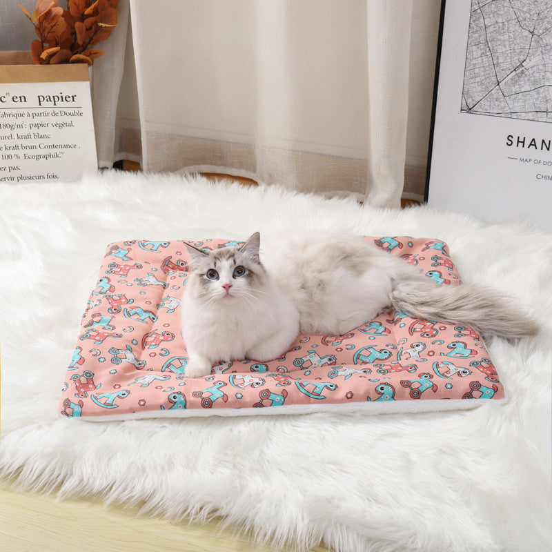 Thick Cotton Linen Lamb Wool Blanket Kennel Dog Mat Pet Supplies