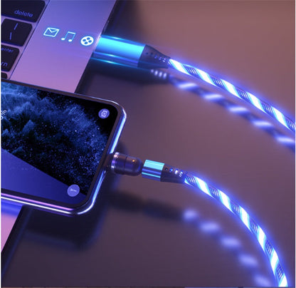 540° Rotating LED Magnetic Charging Cable - 3A Fast Charge for iPhone, USB-C & Micro USB