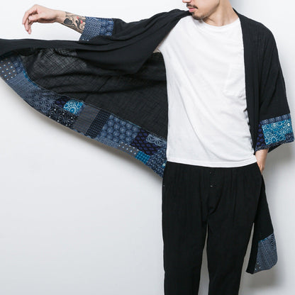Men's Loose Mid-length Linen Trench Coat