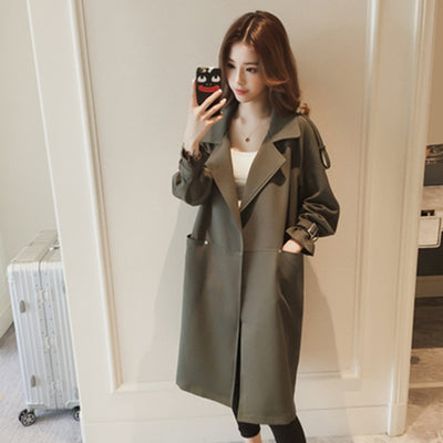 Women'S Tooling Trench Coat Loose Mid-Length
