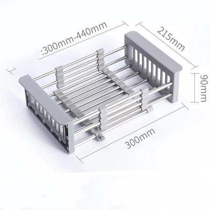 Stainless Steel Sink Drain Basket Retractable