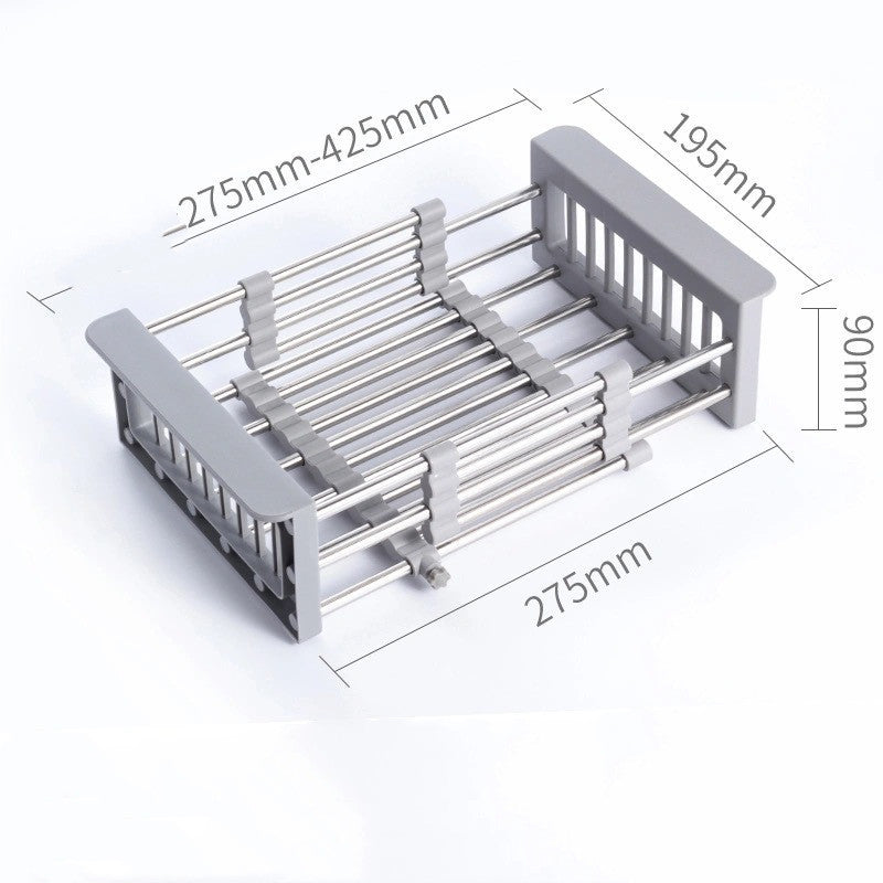 Stainless Steel Sink Drain Basket Retractable