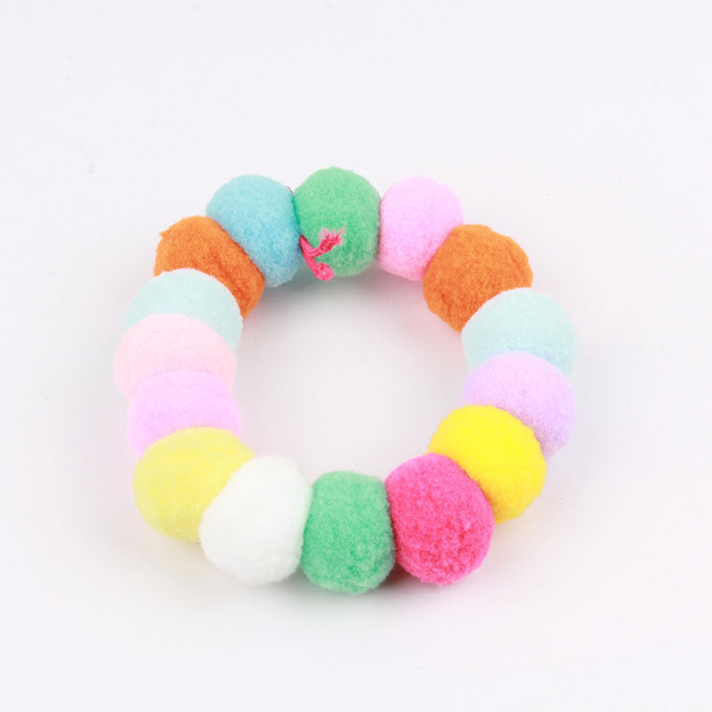 Pet Rainbow Candy Color Net Red Collar Collar Fur Ball Necklace Jewelry