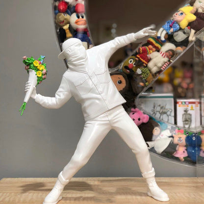 Banksy Throw Flower Boy Sculpture Decoration