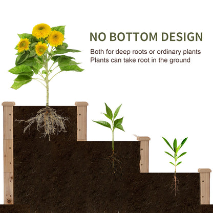 Wooden Raised Bed 3-Tier Planter Kit Elevated Plant Box 124x124x56cm