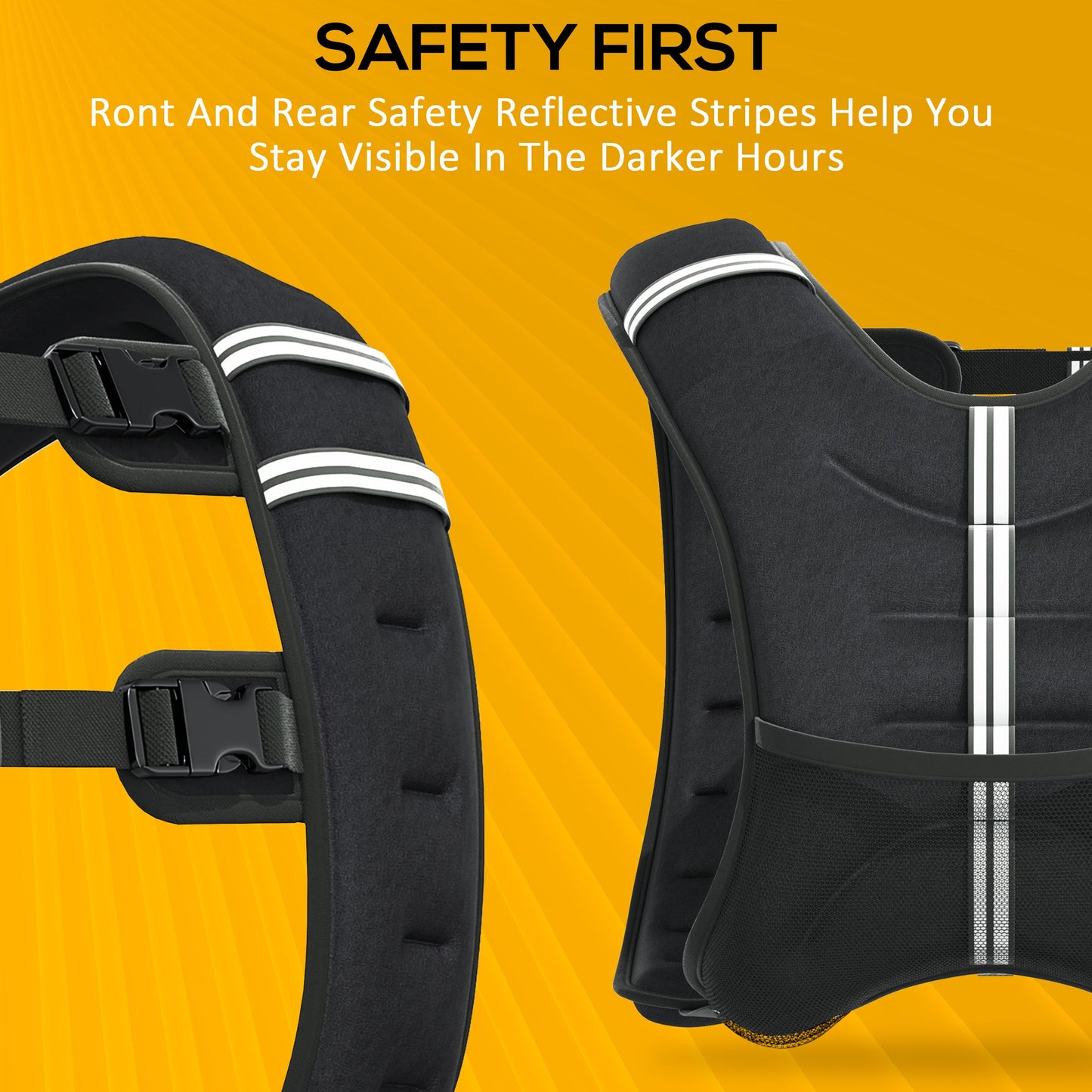 HOMCOM 5KG Weighted Vest, Running Weight Vest with Adjustable Straps, Convenient Pocket and Reflective Strips, for Men and Women Cardio Exercise Strength Training Workout