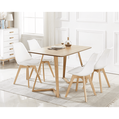 Dallas Scandinavian-inspired Dining Table -Easy Clean Wooden Table Top with Wooden Legs