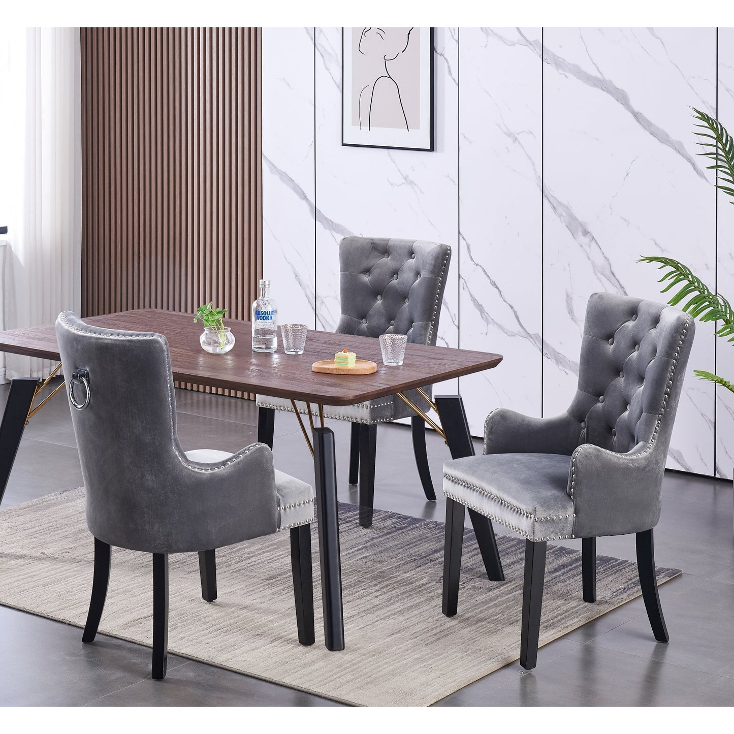 Windsor LUX Knocker Back Velvet Dining Chair w/ Armrests