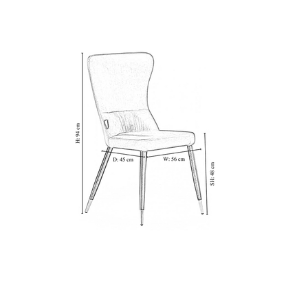 New York LUX Velvet Dining Chair with Metal Legs - Scandinavian Inspired