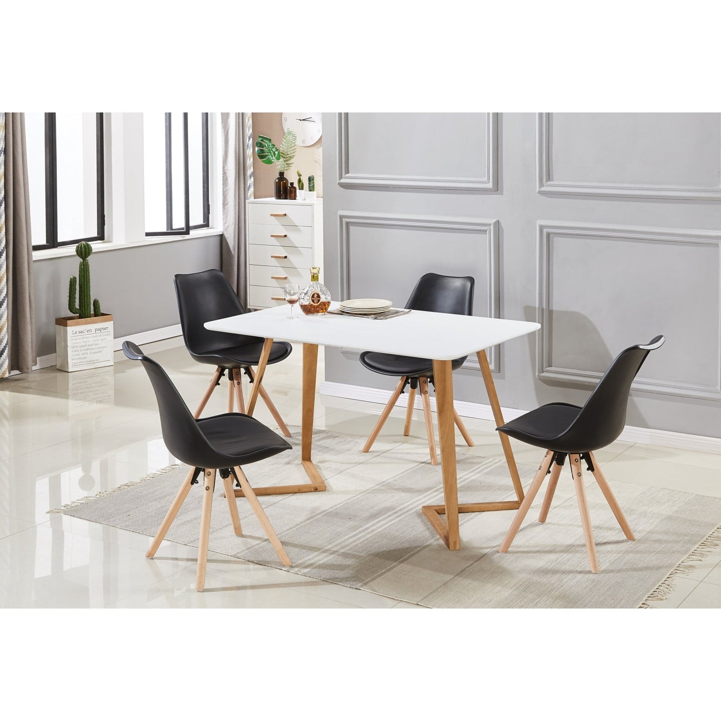 Dallas Scandinavian-inspired Dining Table -Easy Clean Wooden Table Top with Wooden Legs