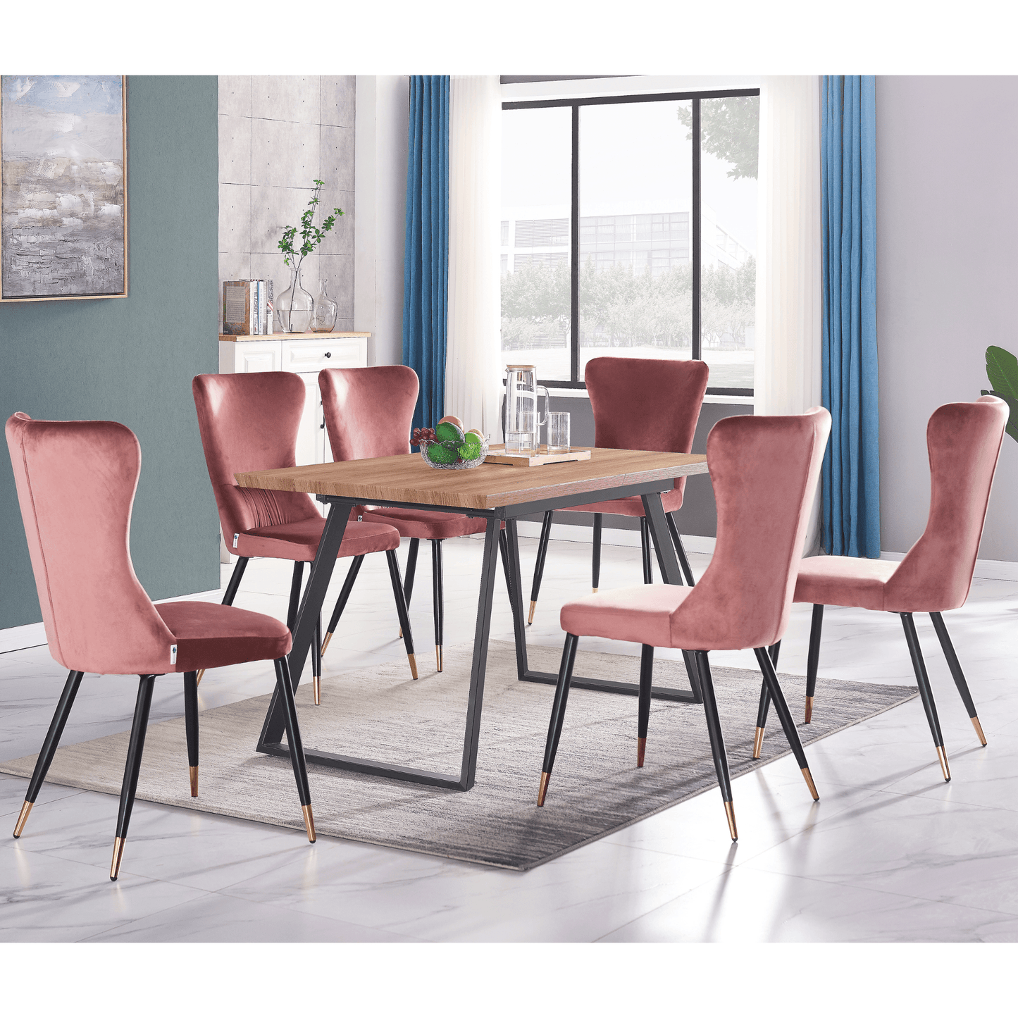 New York LUX Velvet Dining Chair with Metal Legs - Scandinavian Inspired