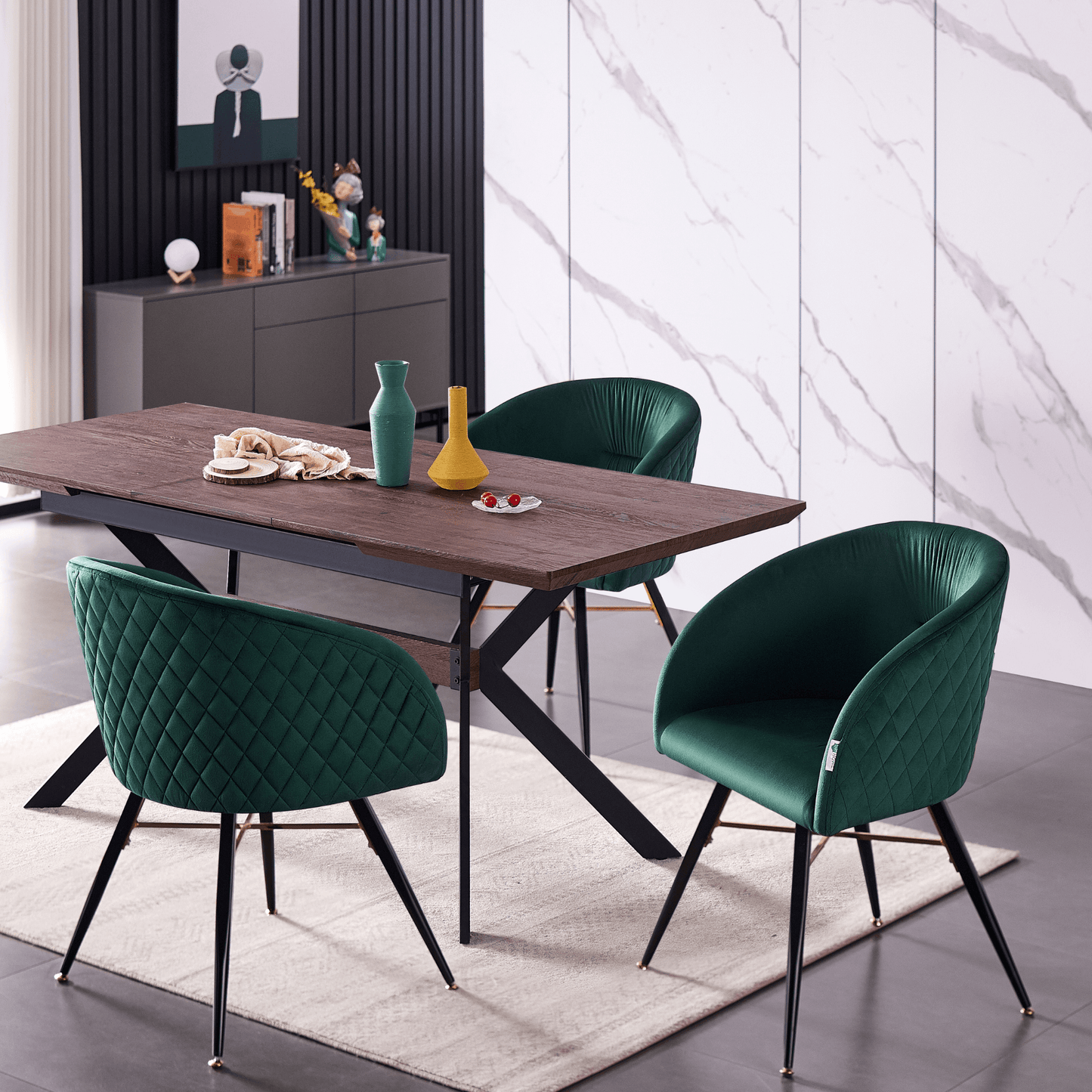 Vittorio LUX Velvet Dining Chair with Metal Legs - Perfect for Dining Room Living Room