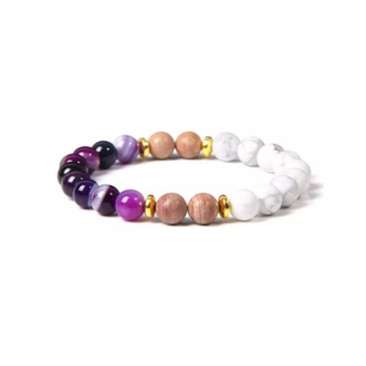 Women's Natural Stone White Pine Gold-Leaf Bracelet