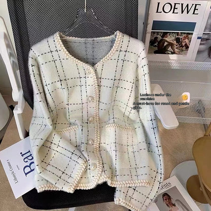 Classic Style Knitted Sweater Striped Loose All-match Women's Coat