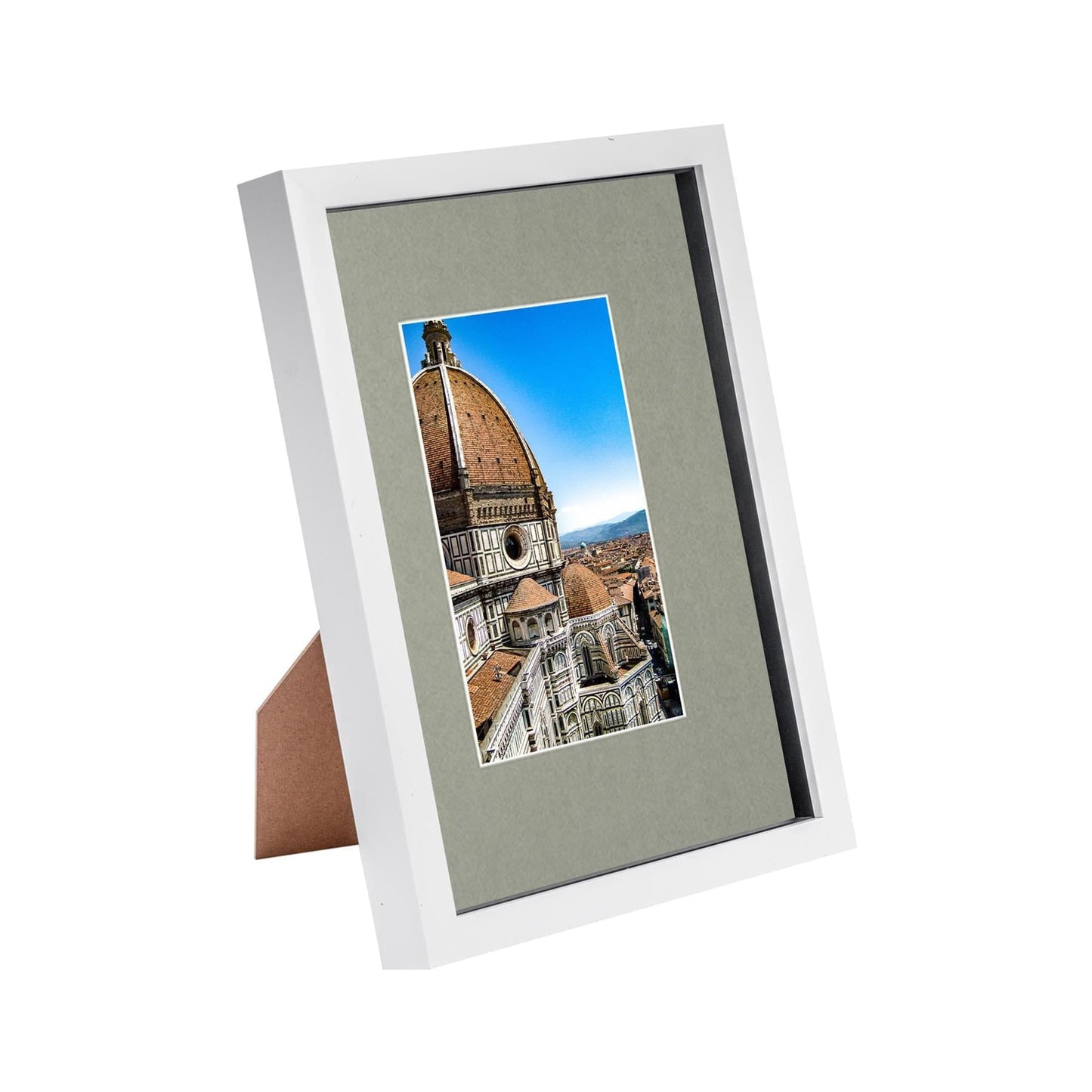 White A4 (8" x 12") 3D Shadow Box Frame with A5 Mount