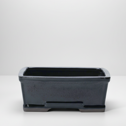 18cm Glazed Bonsai Pot | Rectangle | 18cm x 14cm x 6cm | Black