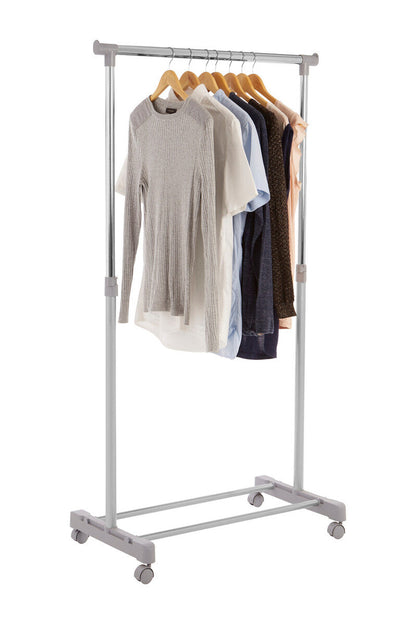 Ralesi Grey And Chrome Finish Clothes Hanging Rail With Wheels