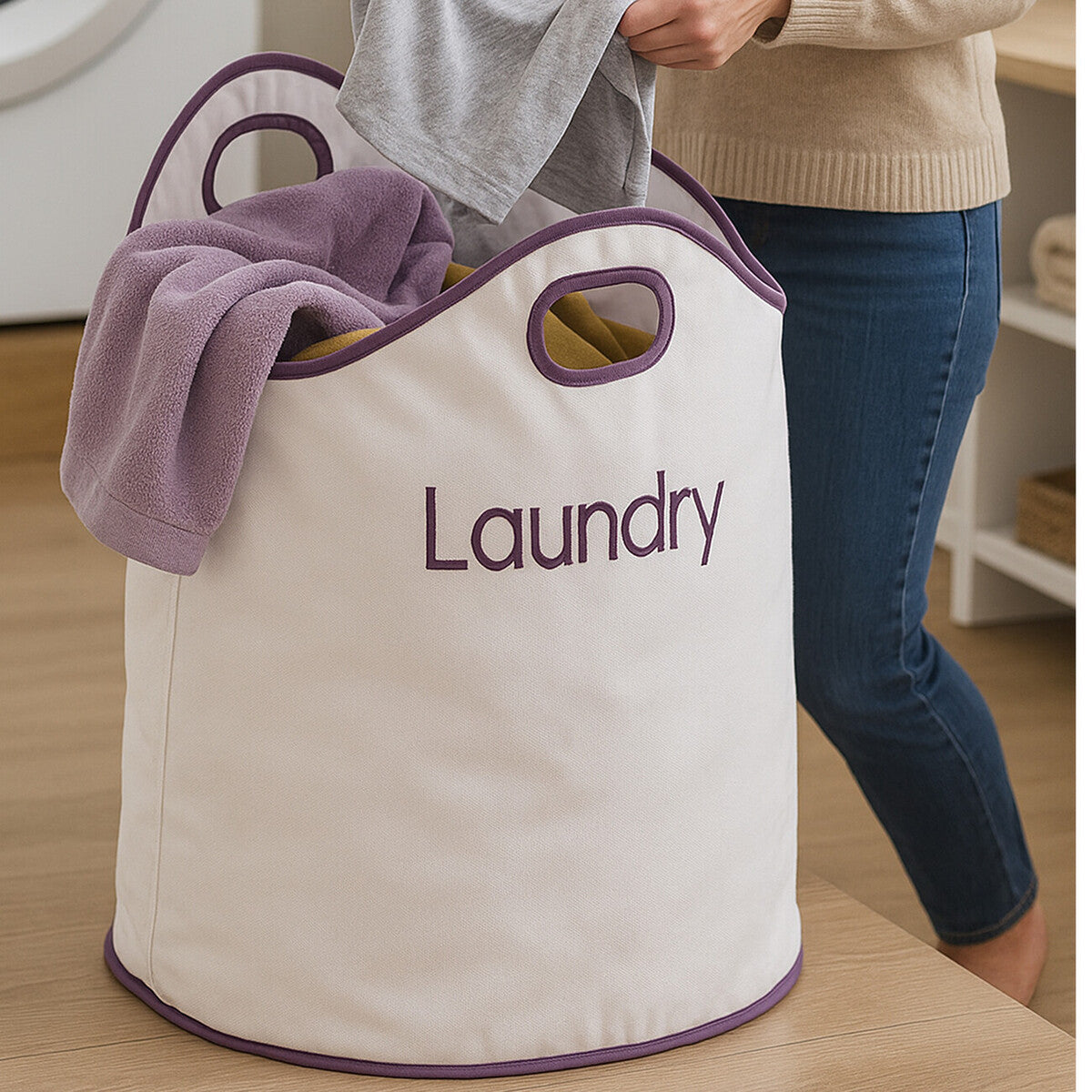 Green Loop White and Purple Laundry Bag