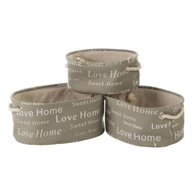 Panier Set Of Three Grey Oval Storage Baskets