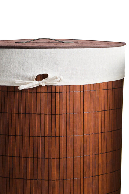Dark Brown Bamboo Corner Laundry Hamper | Kankyo