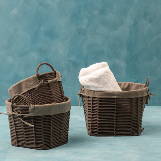 Set Of Three Lida Grey Round Storage Baskets