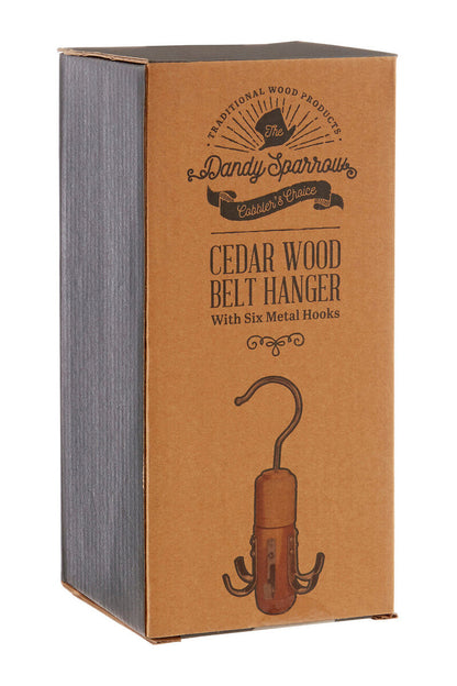 The Dandy Sparrow Cedar Wood 6 Hook Tie And Belt Hanger