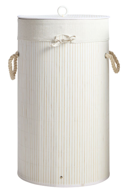 Kankyo Round White Bamboo Laundry Hamper