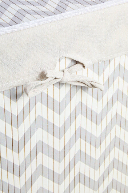Kankyo White And Grey Chevron Laundry Hamper