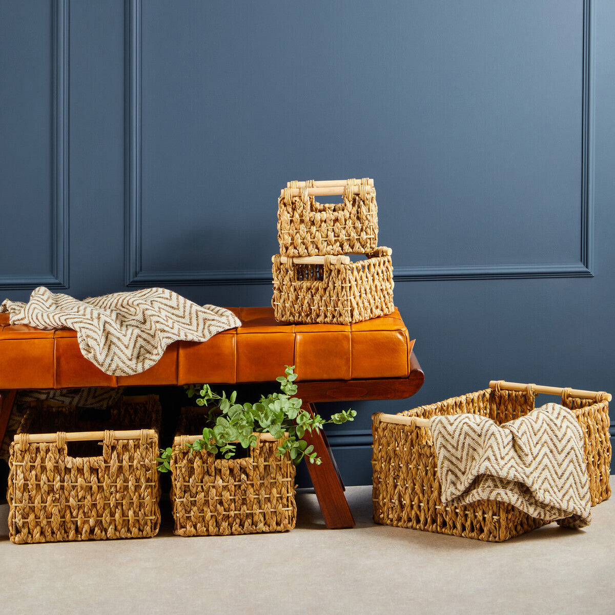 Lidi Set Of 5 Water Hyacinth Storage Baskets